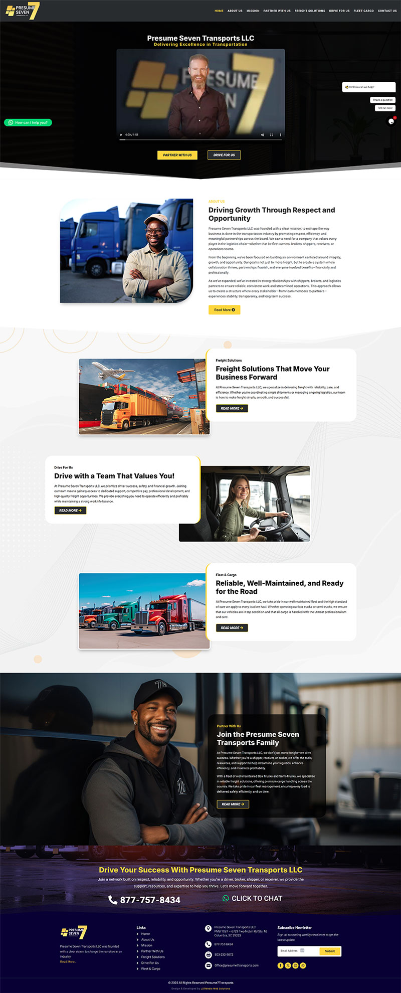 Presume7Transports full website